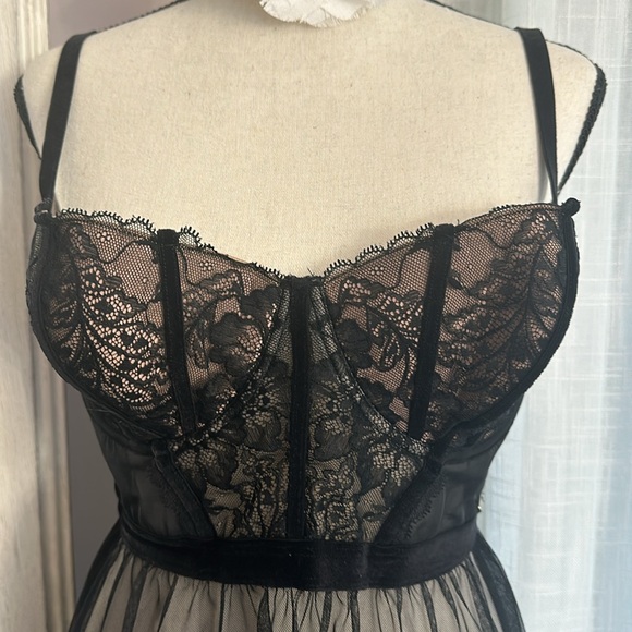💗 Adore Me sexy black bodice sheer chemise 38D NWOT supportive nightgown - Picture 3 of 12
